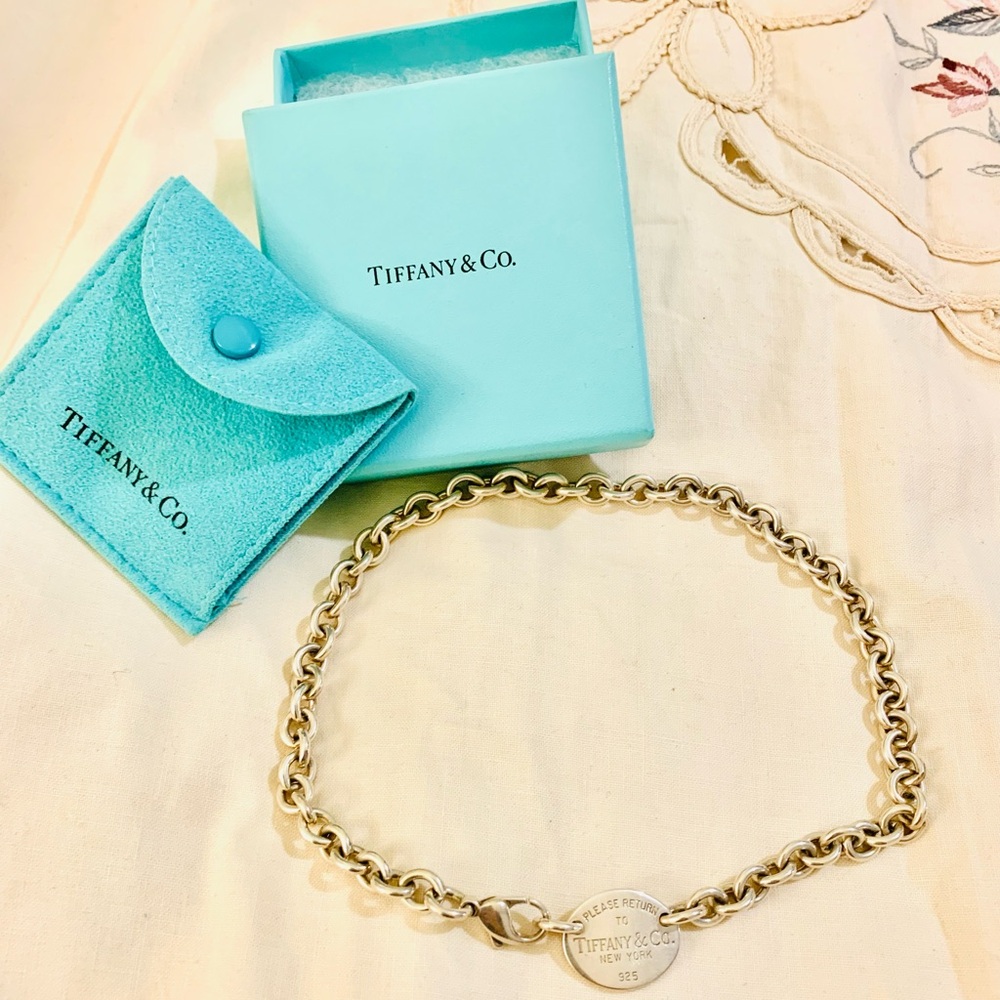 Authentic Tiffany Oval tag necklace
